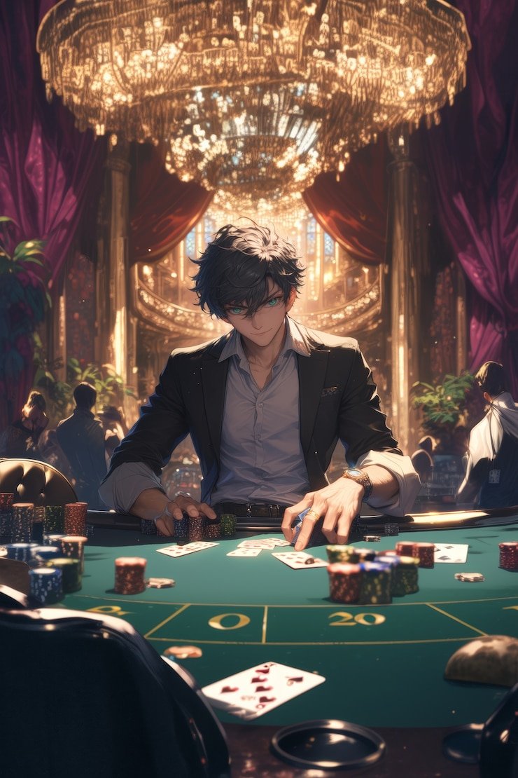 Dealer hands showing blackjack game play with cards and chips visible